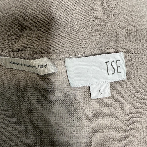 Beautiful TSE light gray open draped waterfall sweater with lapels Small -cp - Picture 6 of 8